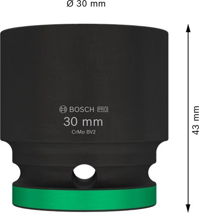 Vaso de impacto Bosch PRO de 1/2 pulgada y 30 mm estándar.